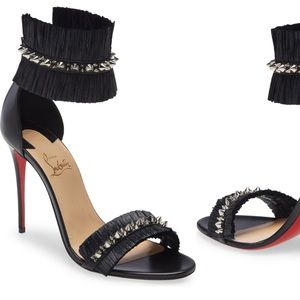 CHRISTIAN LOUBOUTIN POUPEDOU 100 LEATHER & RAFFIA